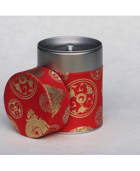 Boîte à thé en papier Japonais- Bleue Fleurs - double couvercle en métal
