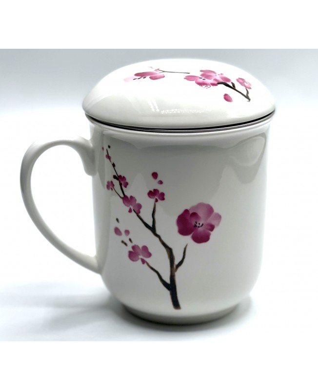 Tasse à thé en céramique japonaise avec couvercle et filtre