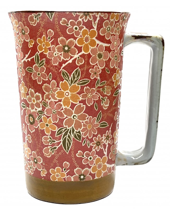 Mug à thé Japonais à motifs Miyakoyu Rouge capacité 40cl