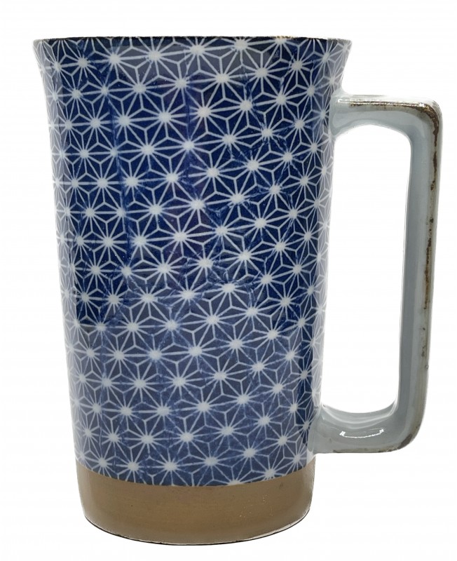 Mug à thé Japonais à motifs Asanoha Bleu capacité 40cl