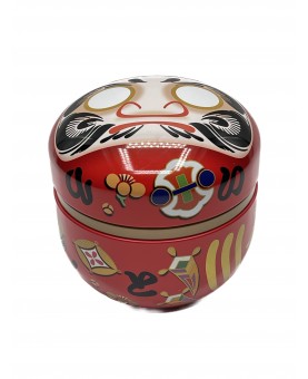 Boite à thé Japonaise Daruma ronde en métal