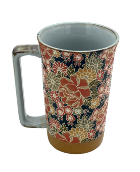 Mug à thé Japonais à motifs Pivoine fond bleu capacité 40cl