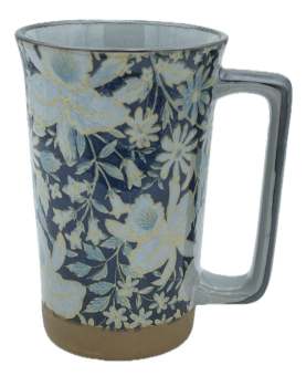 Mug à thé fleurs motifs contours jaunes capacité 40cl