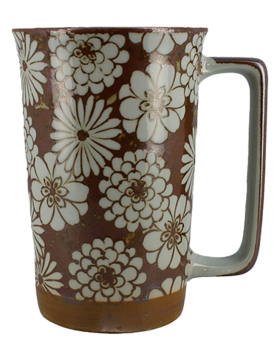 Mug à thé Pattern Fleurs Rondes Brun capacité 40cl