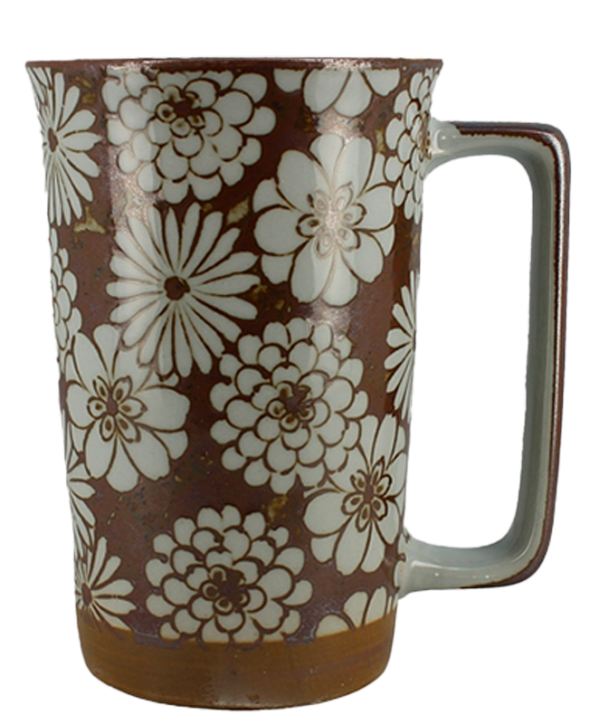 Mug à thé Pattern Fleurs Rondes Brun capacité 40cl