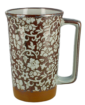 Mug à thé Fleur Feuille Stylise Fond Brun capacité 40cl