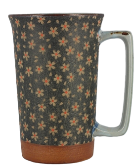 Mug à thé à motifs Rétro Fleurs Fond Vert capacité 40cl