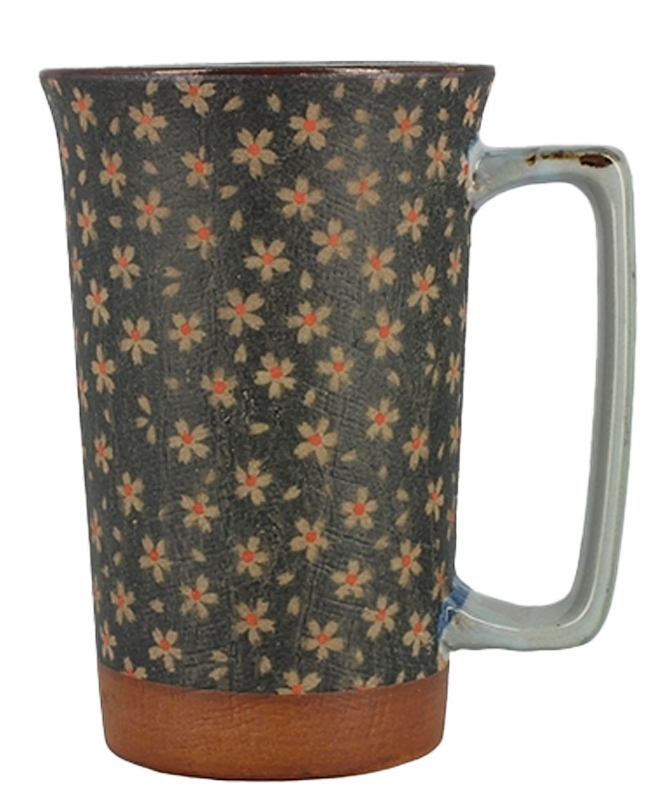 Mug à thé à motifs Rétro Fleurs Fond Vert capacité 40cl