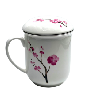 Mug à thé avec filtre motif fleurs de cerisier