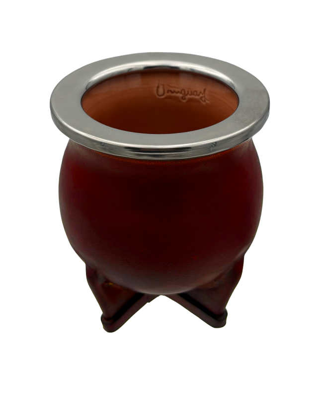 Maté calebasse en céramique doublé en cuir