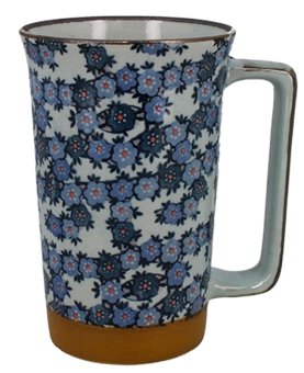 Mug à thé à motifs Fleurs Bleues pieuvre capacité 40cl