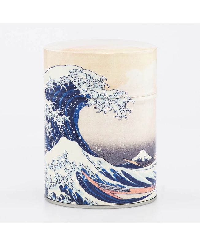 Boîte à thé Classique Hokusai double couvercle en métal