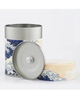Boîte à thé Classique Hokusai double couvercle en métal