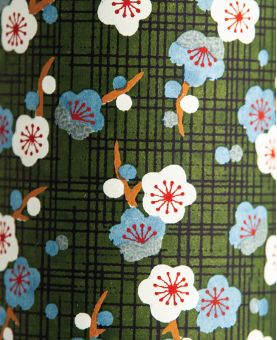 Boîte à thé en papier Japonais - Prairie fleurie - double couvercle en métal