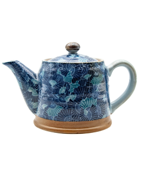 théière japon éventail bleue